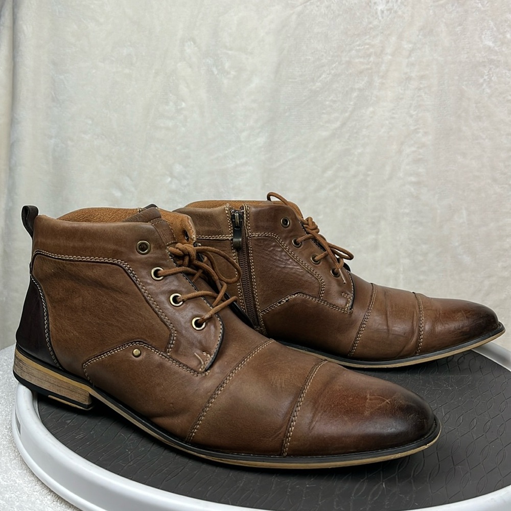 Steve Madden Johnnie Brown Leather Lace Side Zip Mens Dress Chukka Boots